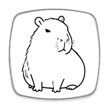 Capybara capybara black - Square fridge magnet - white - Front