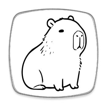 Capybara capybara black - Square fridge magnet - white - Front