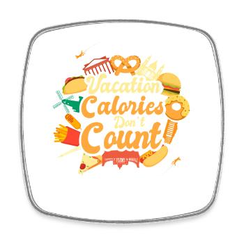 Les calories des vacances ne comptent pas le motif des voyages culinaires - Magnet carré - blanc - Devant