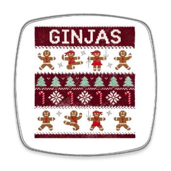 Ginjas Lebkuchen-Weihnachtspullover - Viereckiger Kühlschrankmagnet - Weiß - Vorne