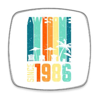Vintage Tropische Skyline Seit 1986 - Viereckiger Kühlschrankmagnet - Weiß - Vorne