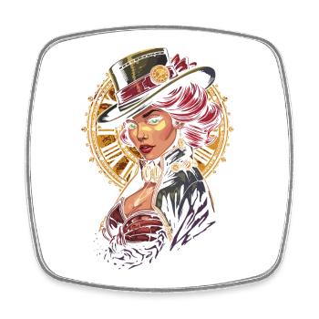 Steam Punk Beautiful Women Steampunk - Square fridge magnet - white - Front