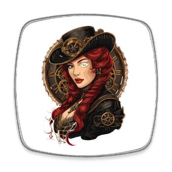 Steam Punk Beautiful Women Steampunk - Square fridge magnet - white - Front