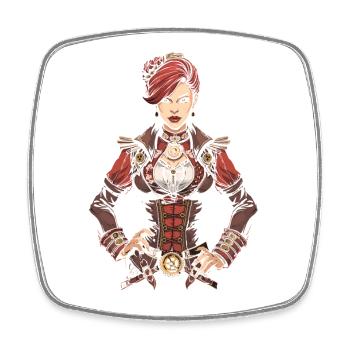 Steam Punk Beautiful Women Steampunk - Square fridge magnet - white - Front