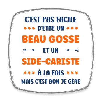Beau gosse et sidecariste à la fois - Magnet carré - blanc - Devant