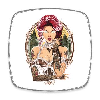 Steam Punk Beautiful Women Steampunk - Square fridge magnet - white - Front