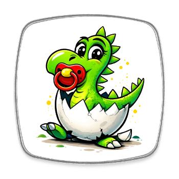 Bébé Dragon avec tétine - Magnet carré - blanc - Devant