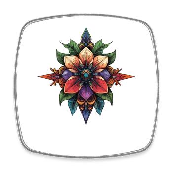 Mandala de l’Étoile de Fleurs - Magnet carré - blanc - Devant