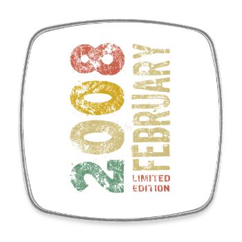Limited Edition February 2008 Birthday Gift - Square fridge magnet - white - Front