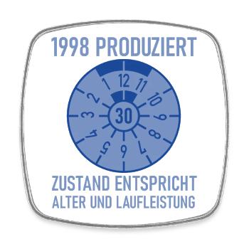 1998 Geboren 30. Geburtstag Auto Tuning - Viereckiger Kühlschrankmagnet - Weiß - Vorne