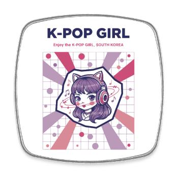 Fille K-Pop Profite de la Fille K-Pop Corée du Sud Coréenne - Magnet carré - blanc - Devant