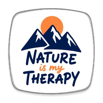 Nature is my Therapy Mountains for Hikers - Square fridge magnet - white - Front
