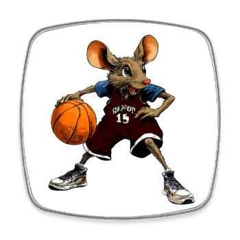 Souris Basket-ball - Magnet carré - blanc - Devant