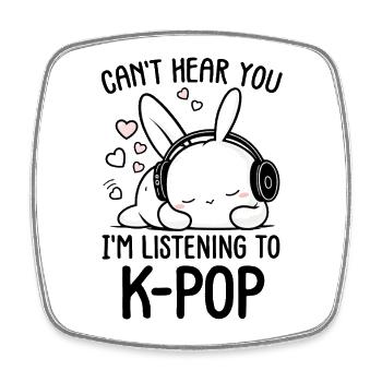Ruhiger Hase, der K-Pop hört - Viereckiger Kühlschrankmagnet - Weiß - Vorne