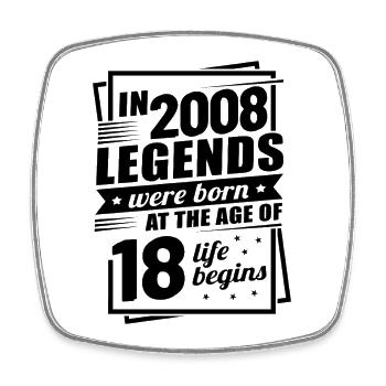 Légendaire depuis 2008 18 anniversaires Vintage Design - Magnet carré - blanc - Devant