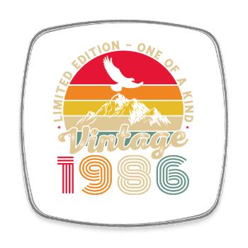 1986 Vintage Rétro Cadeau D'anniversaire - Magnet carré - blanc - Devant