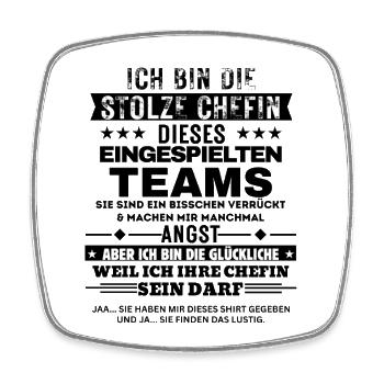 Stolze Chefin diese eingespielten Teams - Viereckiger Kühlschrankmagnet - Weiß - Vorne