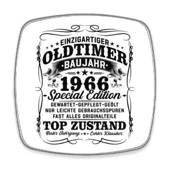 60. Geburtstag 1966 Oldtimer Geschenk Retro - Viereckiger Kühlschrankmagnet - Weiß - Vorne