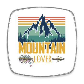 Mountain Lover Rétro - Magnet carré - blanc - Devant
