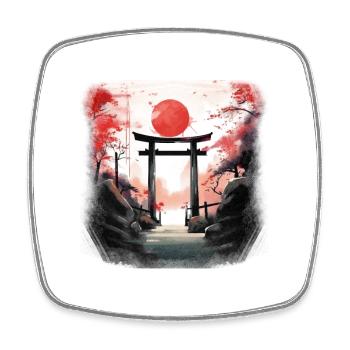 Red Torii auf dem Autumn Trail - Viereckiger Kühlschrankmagnet - Weiß - Vorne