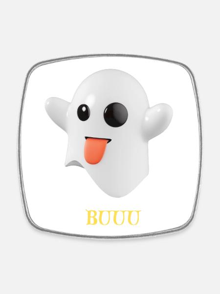 Fluffy Ghost with Tongue - Square fridge magnet - white