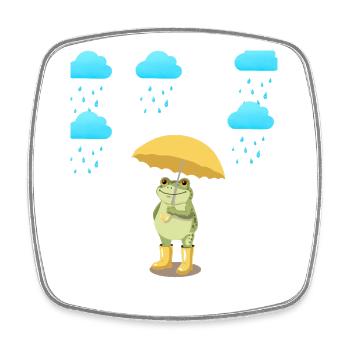 Frosch mit Regenschirm im Regen - Viereckiger Kühlschrankmagnet - Weiß - Vorne