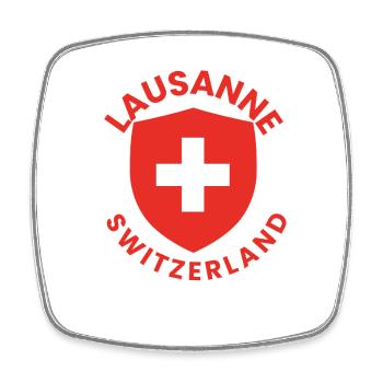 Lausanner Schild mit Schweizer Flagge - Viereckiger Kühlschrankmagnet - Weiß - Vorne