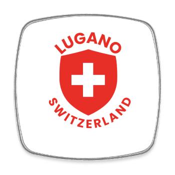 Lugano-Schildemblem - Viereckiger Kühlschrankmagnet - Weiß - Vorne