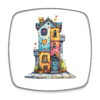 Heart House in Watercolors - Square fridge magnet - white - Front