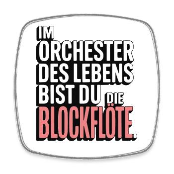Orchester des Lebens Blockflöte Design - Viereckiger Kühlschrankmagnet - Weiß - Vorne