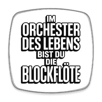 Orchester des Lebens Blockflöte Design - Viereckiger Kühlschrankmagnet - Weiß - Vorne