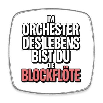 Orchester des Lebens Blockflöte Design - Viereckiger Kühlschrankmagnet - Weiß - Vorne