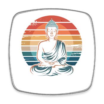 Bouddha Coucher de soleil rétro - Magnet carré - blanc - Devant