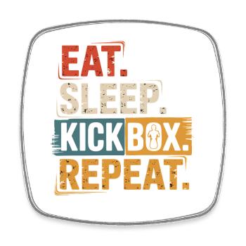 Eat Sleep Kickbox Repeat - Viereckiger Kühlschrankmagnet - Weiß - Vorne