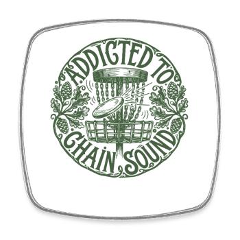 Addicted To Chain Sound Disc Golf Disc Golfer - Square fridge magnet - white - Front