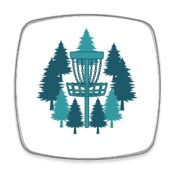 Disc Golf Basket In Forest Frisbee Golf Flying - Square fridge magnet - white - Front