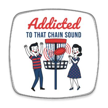 Süchtig nach diesem Kettensound Disc Golf Flying Disc - Viereckiger Kühlschrankmagnet - Weiß - Vorne