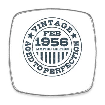 Limited Edition February 1956 Birthday Gift - Square fridge magnet - white - Front
