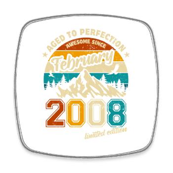 Limited Edition February 2008 Birthday Gift - Square fridge magnet - white - Front