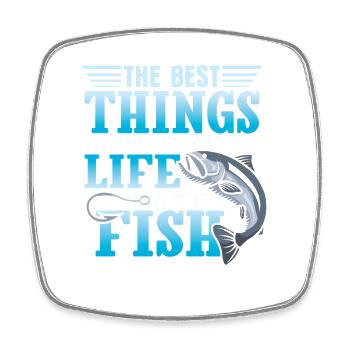 Fisherman Fish Fishing Sayings Funny Angler - Square fridge magnet - white - Front