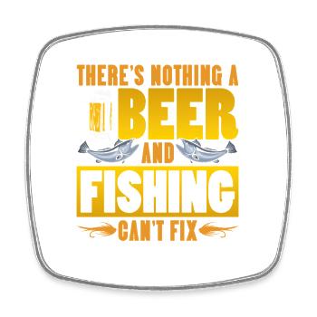 Fisherman Fish Fishing Sayings Funny Angler - Square fridge magnet - white - Front