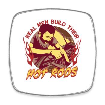 Vintage Collector Real Men build Their Hot Rods - Square fridge magnet - white - Front