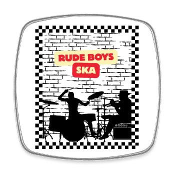Rude Boys Ska Logo Tee - Viereckiger Kühlschrankmagnet - Weiß - Vorne