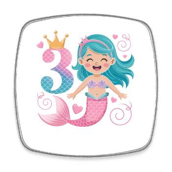 Mermaid 3rd Birthday 3 Years - Square fridge magnet - white - Front