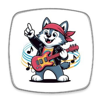 Cat Guitar - Square fridge magnet - white - Front