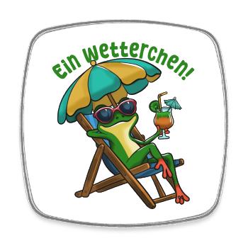 Sommerfrosch im Strandstuhl - Viereckiger Kühlschrankmagnet - Weiß - Vorne