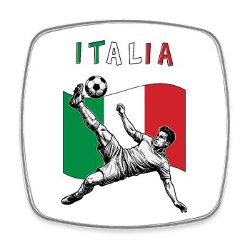 Football Italie Calcio Flag Coup de pied aérien - Magnet carré - blanc - Devant