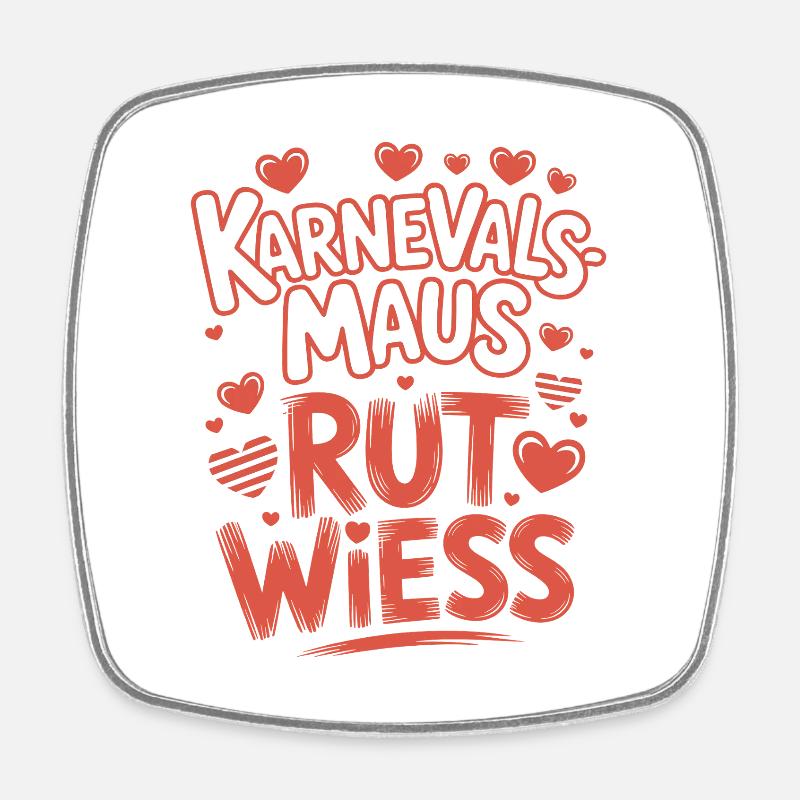 Karnevalsmaus Rut Wiess Köln Kölner Karneval Maus - Viereckiger Kühlschrankmagnet - Weiß