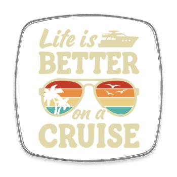 Cruise Ship Summer Vacation Trip - Square fridge magnet - white - Front
