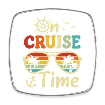 Cruise Ship Summer Vacation Trip Beach Island - Square fridge magnet - white - Front